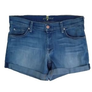 7 For All Mankind SFAM Jeans Womens Size 27 Denim Jean Shorts Cuffed Stretch